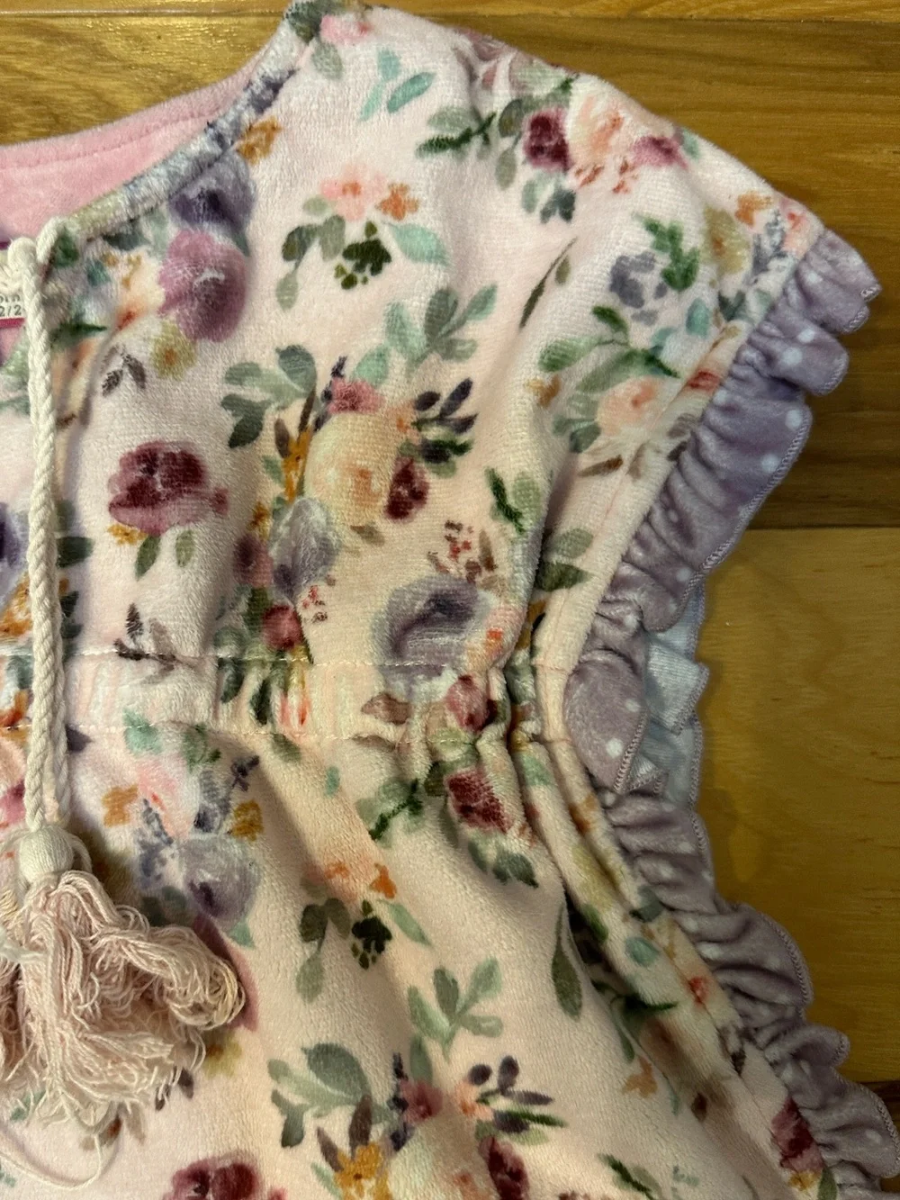 Cheeky Plum Floral Terry Swim Cover Up Ruffle Tassel Boho Boutique Beach 12-24M